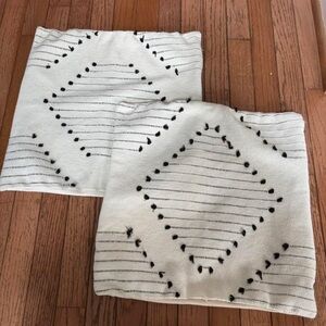 White and Black Patterned Pillow Covers 18x 18